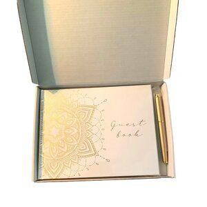 White and Gold Wedding Guest Book new
